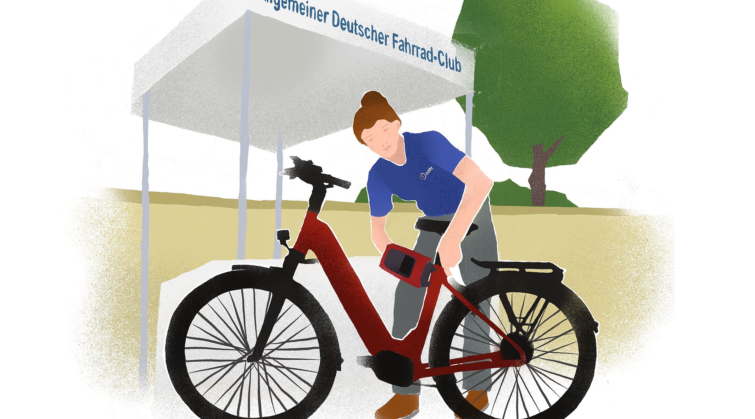 Illustration einer Person, die ein Fahrrad codiert